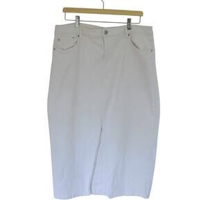 Vintage White Denim Midi Skirt Size Large